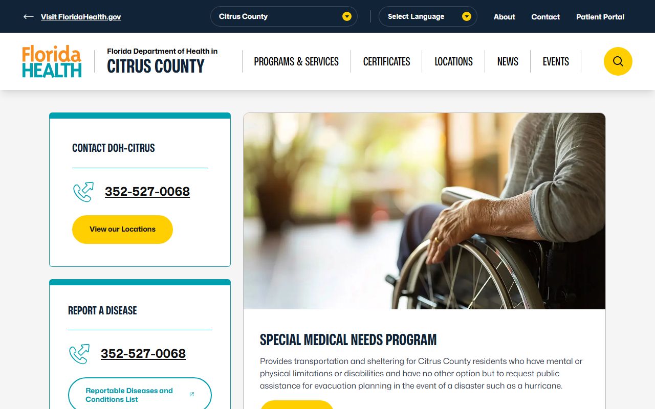 Florida Department of Health in Citrus County office building in Lecanto