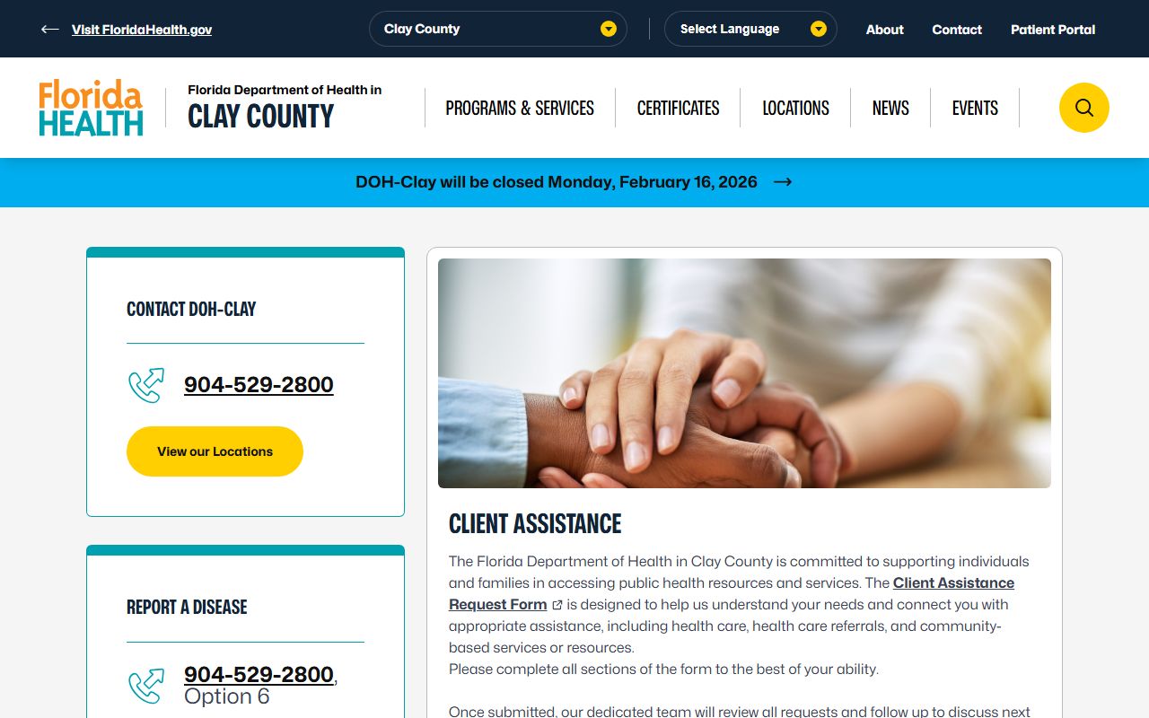 Florida Department of Health in Clay County office at Fleming Island