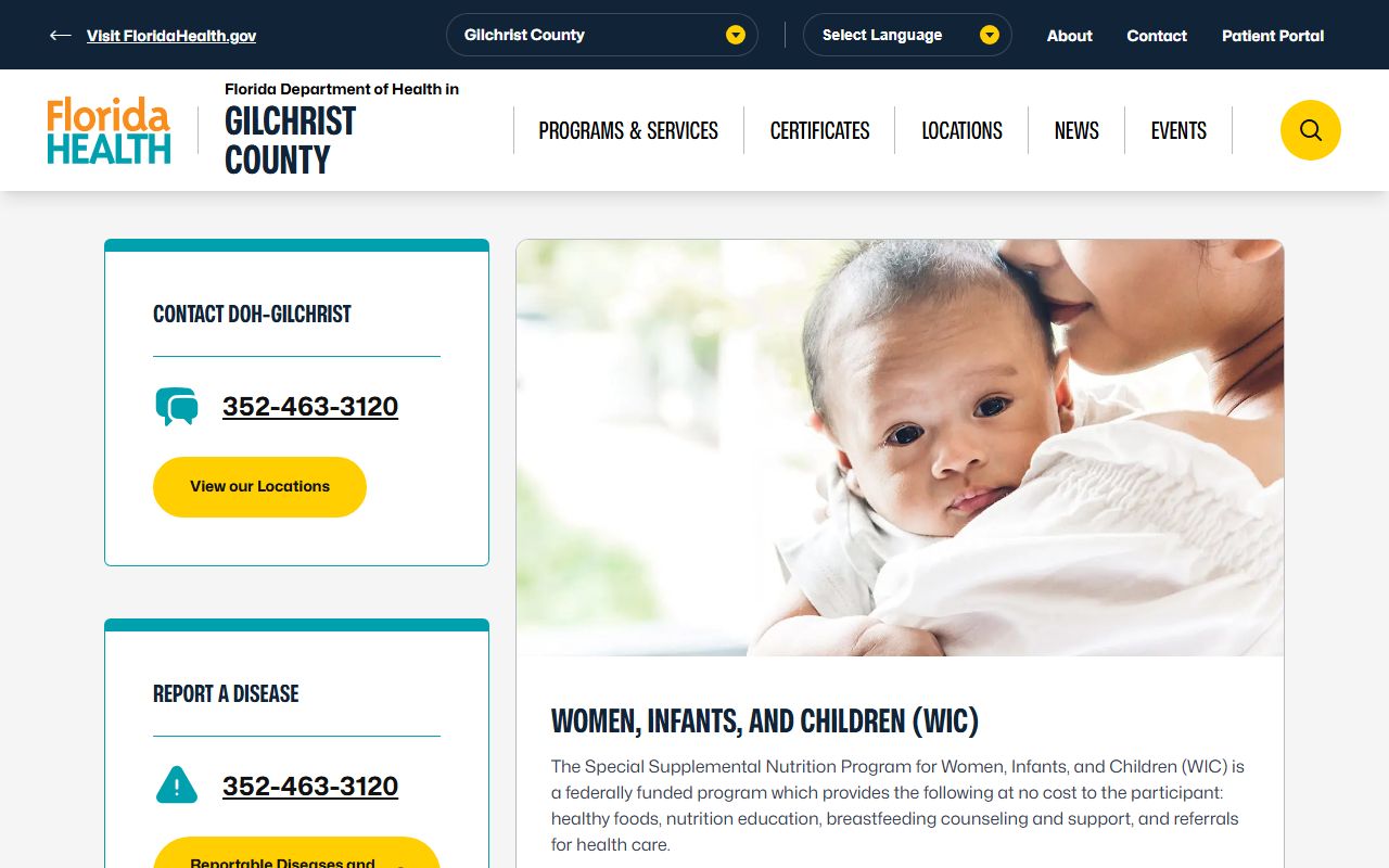 Gilchrist County Health Department main office in Trenton