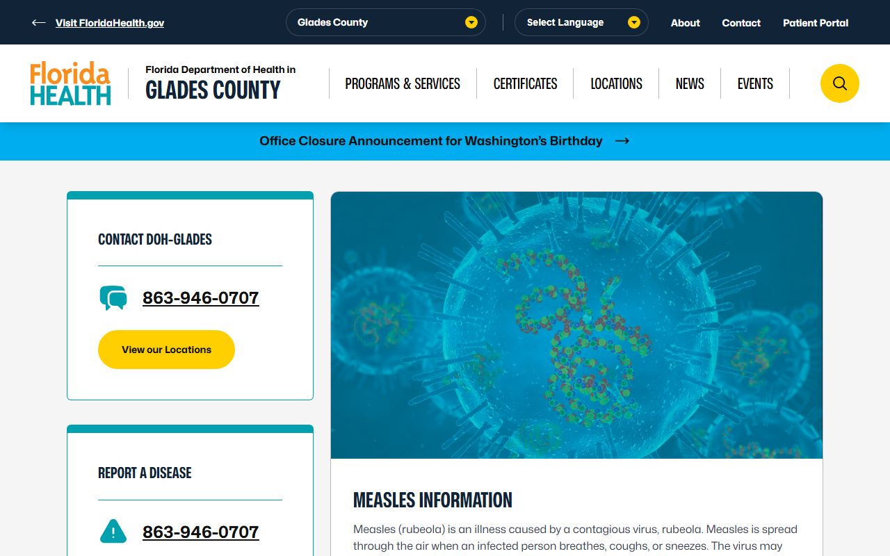 Glades County Health Department main office in Moore Haven