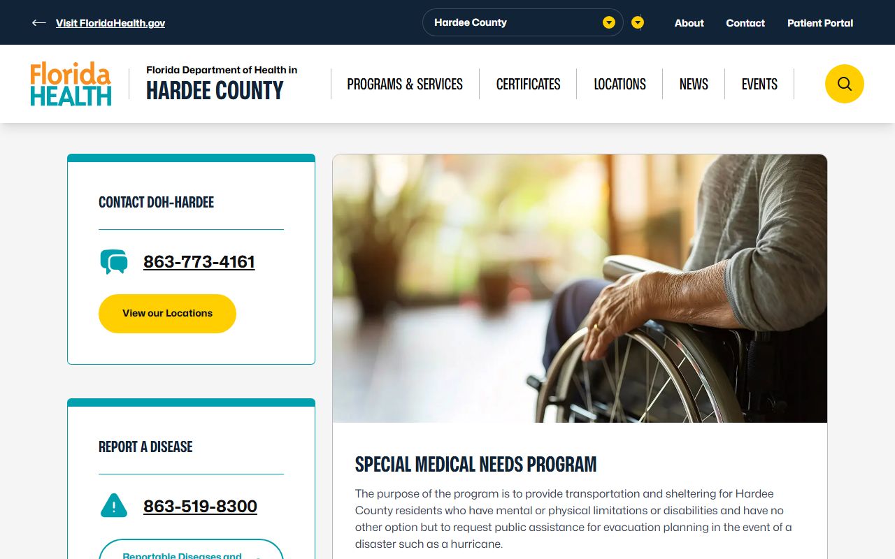 Hardee County Health Department main office in Wauchula