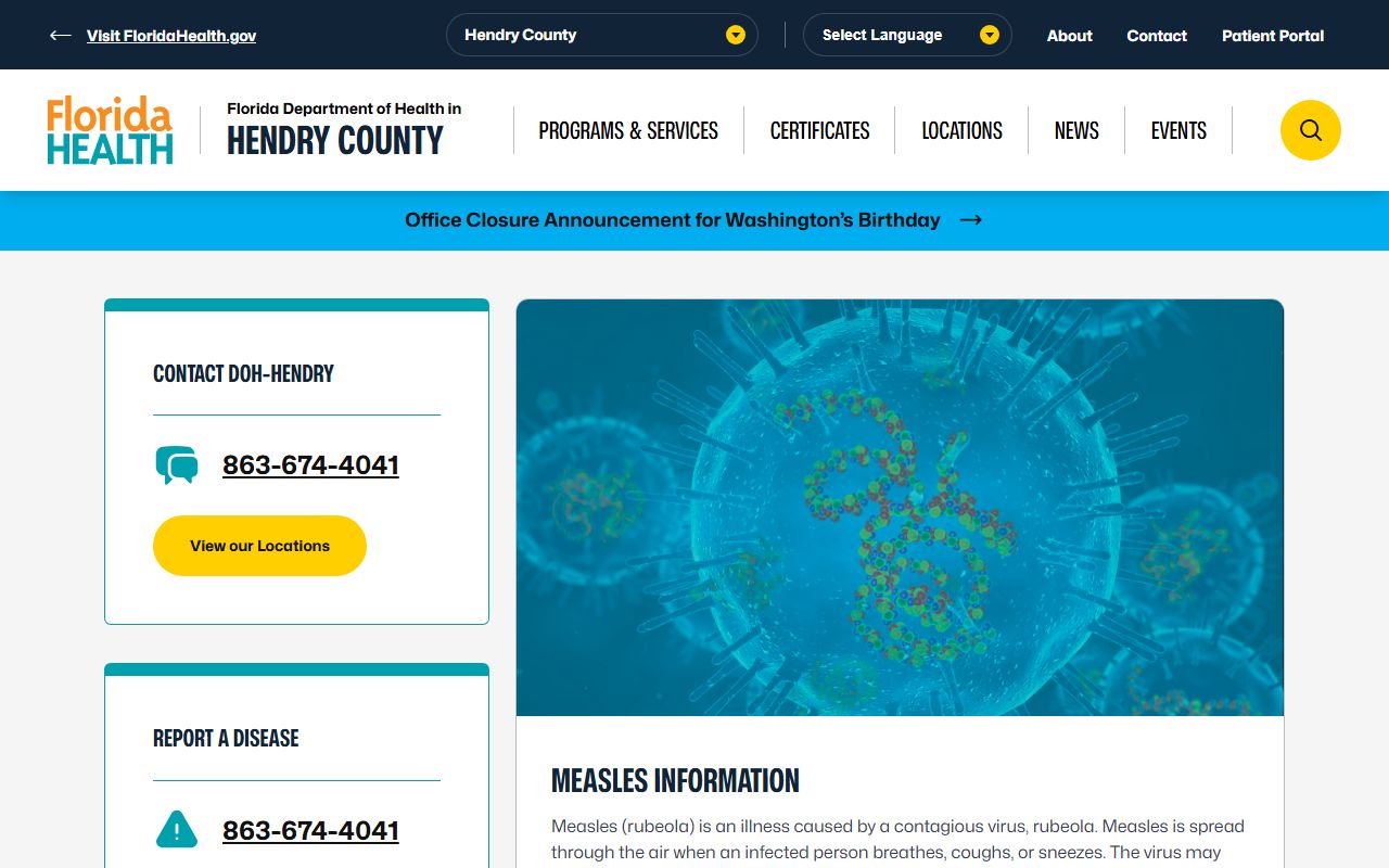 Hendry County Health Department main office in LaBelle