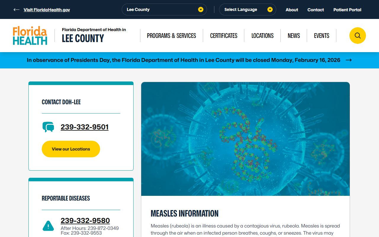 Florida Department of Health Lee County office building in North Fort Myers