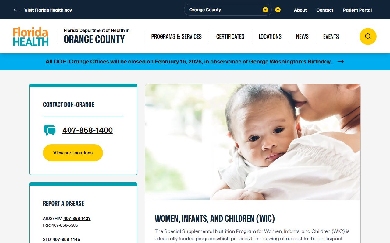 Orange County Health Department main office in Orlando