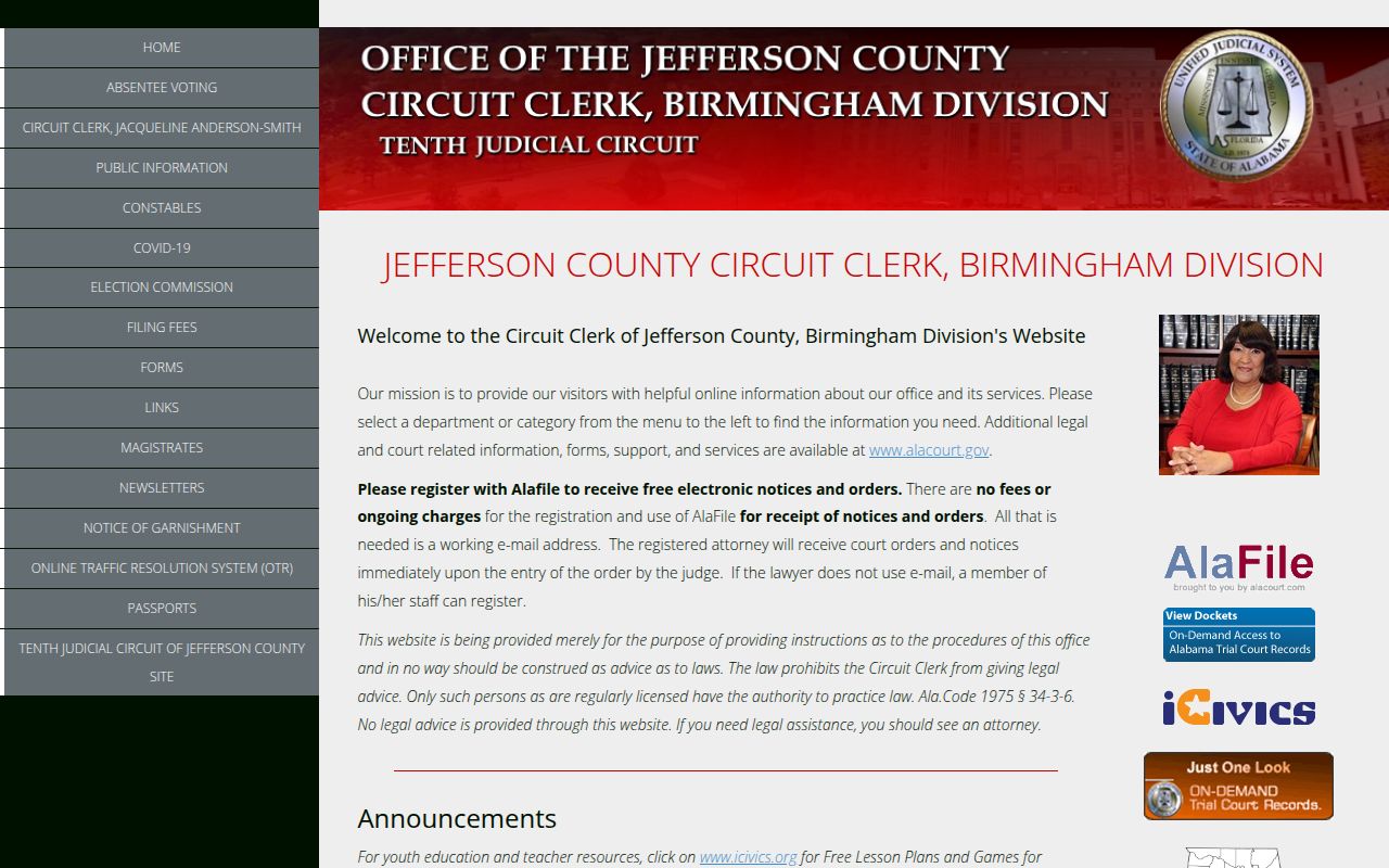 Jefferson County Circuit Clerk office website for divorce records